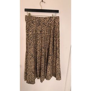 FARM Rio Leopard Print High Waisted Flared A Line Midi Skirt Medium M
